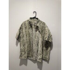 Vintage Hawaiian Shirt Natural Issue Sz XXL Tan White Tribal Hawaii 100% Cotton